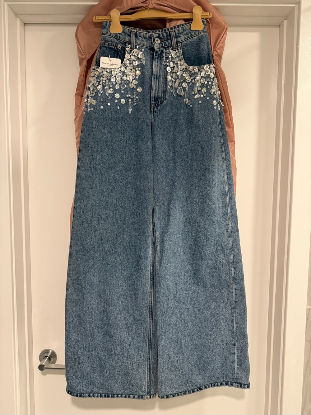 Miu Miu Diamond Rivets Logo Jeans